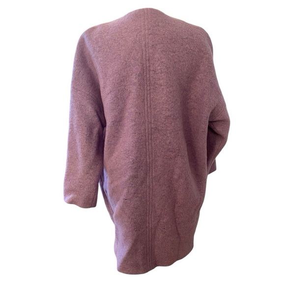 Helene Herman Womens Purple Zip Up Collarless Wool Long Coat Jacket - Picture 4 of 7